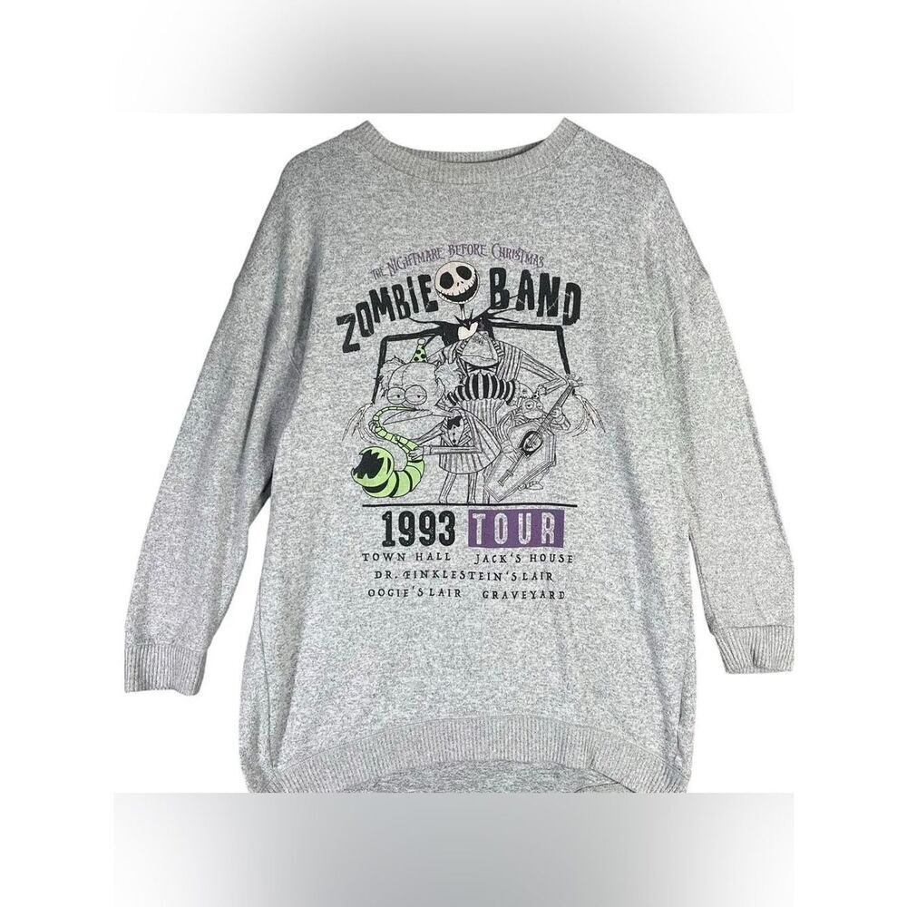 Nightmare Before Christmas 'Zombie Band' Grey Graphic Top (Size: XL)